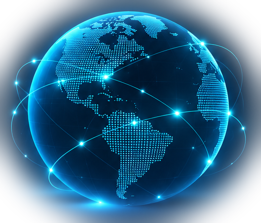 Globe with glowing network connections